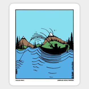 Fisherman Out On The Boat Fishing Novelty Gift Sticker